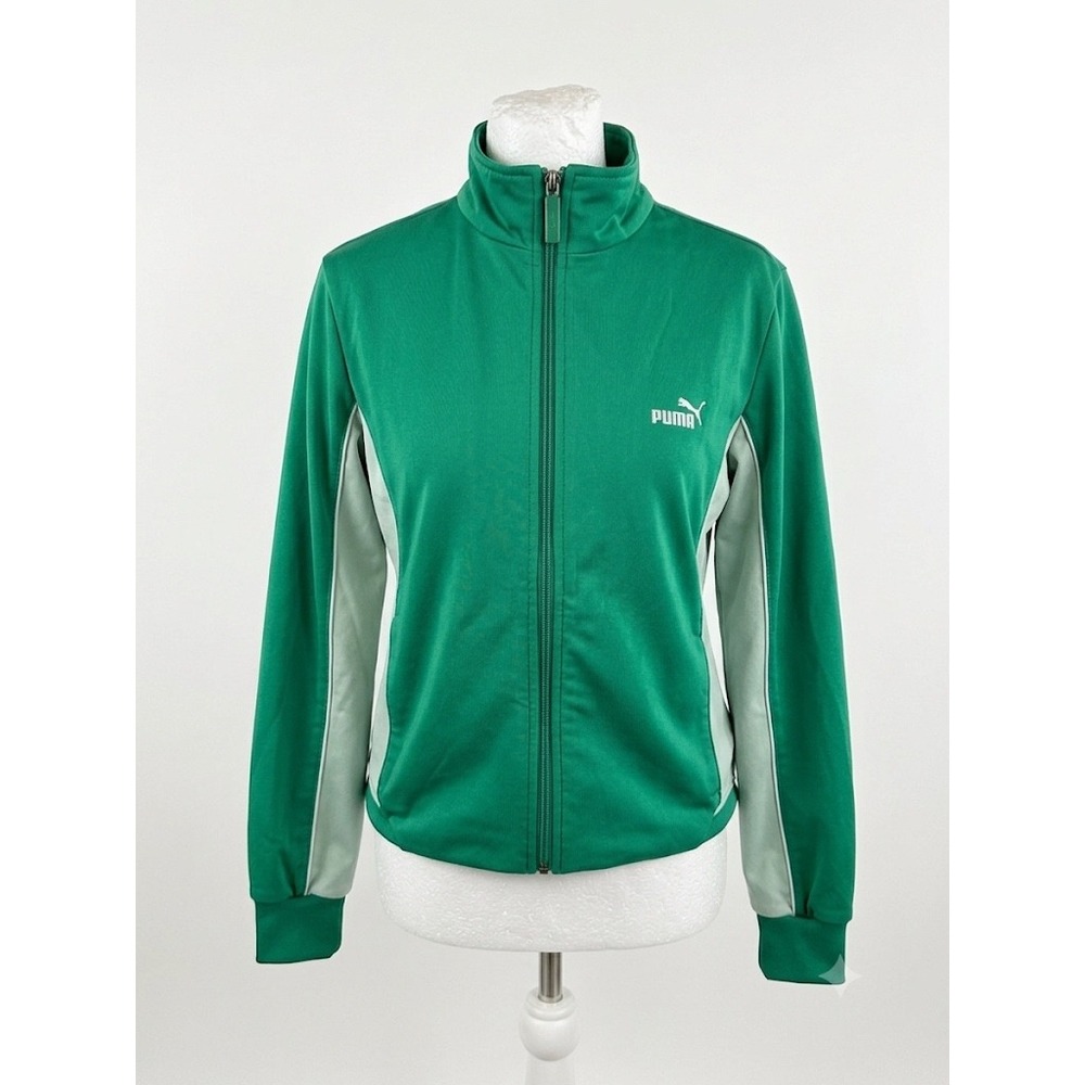 PUMA T7 Colorblock Track Jacket Retro Two-Tone Green Full Zip Women's Small